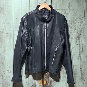 Tannery West Black leather Jacket. NWOT. XL Slimfit